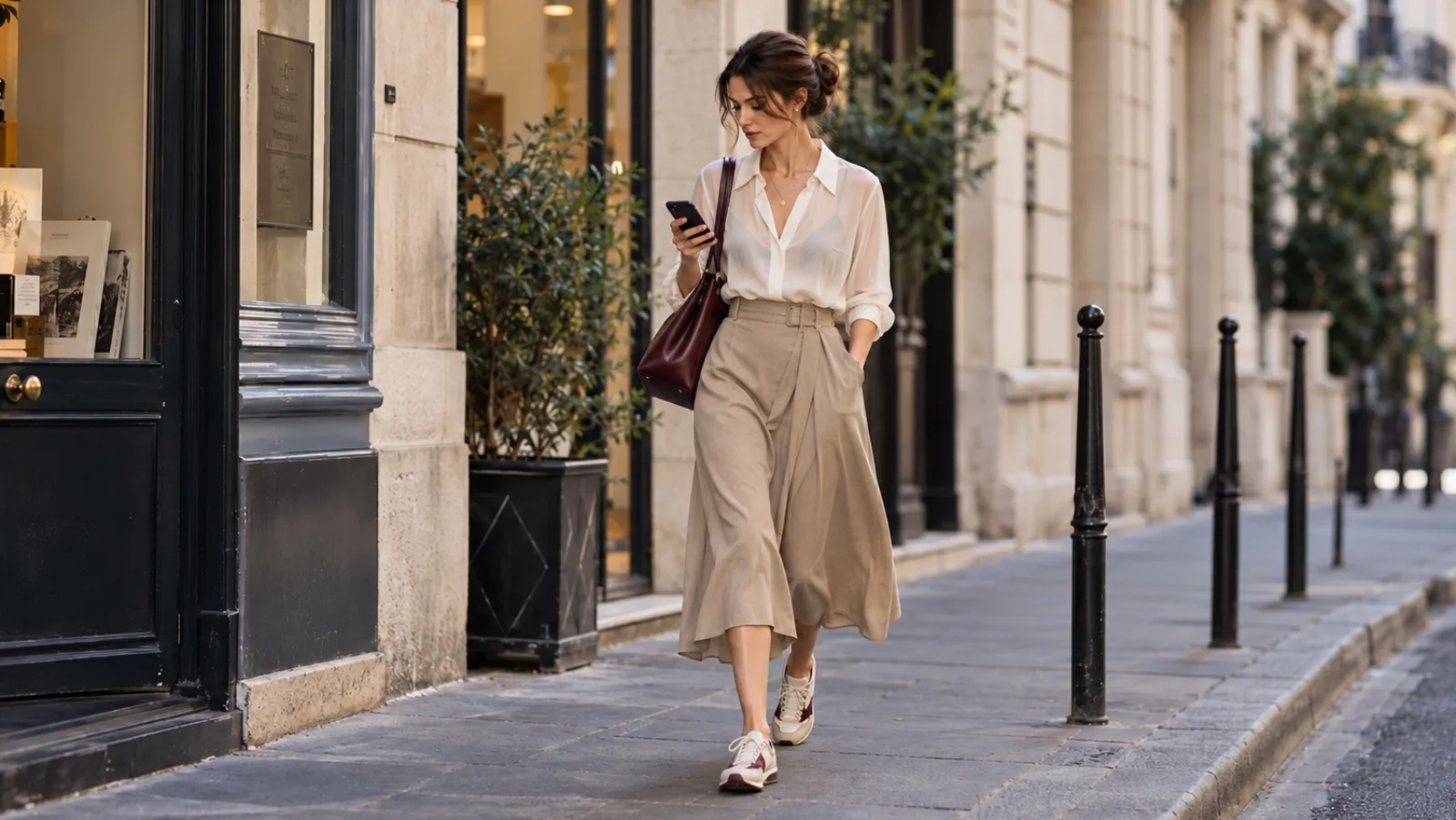 Mulher com look elegante e usável inspirado nas tendências da Paris Fashion Week 2027